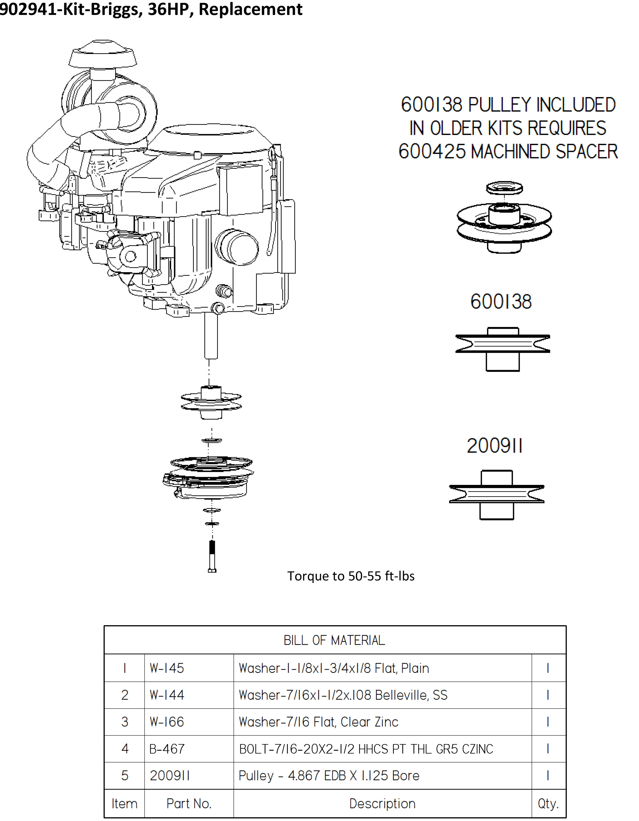 903277 Dixie Chopper Engine Kit for 36 HP Vanguard Manual Clutch